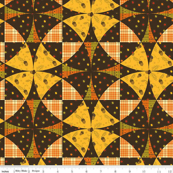 SALE Awesome Autumn Cheater Print CH12179 Multi - Riley Blake Designs - Fall PRINTED Winding Ways Quilt Design - Quilting Cotton Fabric