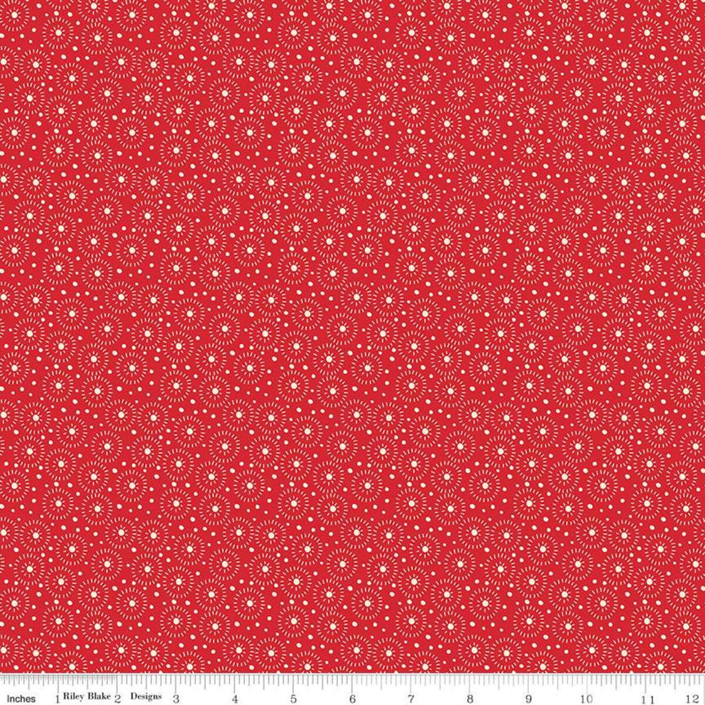 Adel in Winter Lights C12266 Red - Riley Blake Designs - Christmas Dots Concentric Circles - Quilting Cotton Fabric