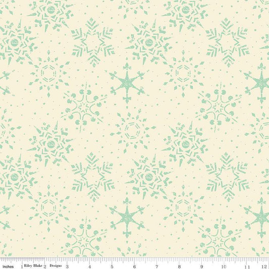 SALE Adel in Winter Snowflakes C12267 Mint - Riley Blake Designs - Christmas Snowflake Dots - Quilting Cotton Fabric
