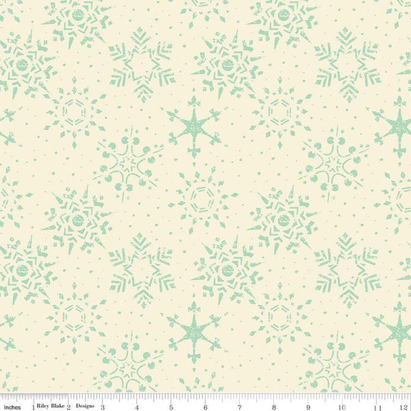 SALE Adel in Winter Snowflakes C12267 Mint - Riley Blake Designs - Christmas Snowflake Dots - Quilting Cotton Fabric