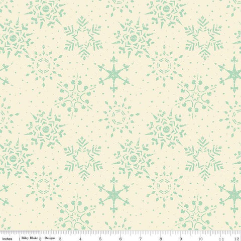 Adel in Winter Snowflakes C12267 Mint - Riley Blake Designs - Christmas Snowflake Dots - Quilting Cotton Fabric