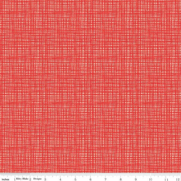 CLEARANCE Texture C610 Vermilion by Riley Blake Designs - Sketched Tone-on-Tone Irregular Grid - Quilting Cotton Fabric