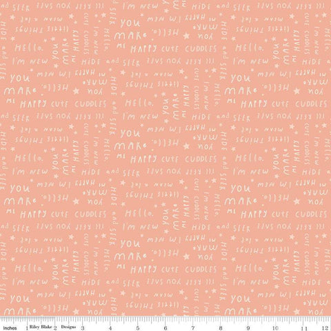 SALE Little Things Text C12153 Coral by Riley Blake - Children's Baby-Themed Phrases - Quilting Cotton Fabric