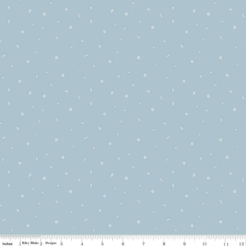 Little Things Confetti C12154 Mist - Riley Blake Designs - Children's Shapes Dots Stars - Quilting Cotton Fabric