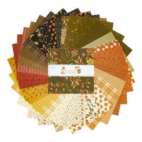 Awesome Autumn Layer Cake 10" Stacker Bundle - Riley Blake Designs - 42 piece Precut Pre cut - Fall - Quilting Cotton Fabric