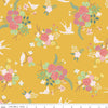 DEAL Emma Main C12210 Honey - Riley Blake Designs - Floral Flowers Birds - Quilting Cotton Fabric