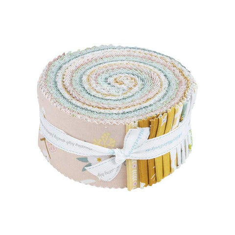 SALE Emma 2.5 Inch Rolie Polie Jelly Roll 40 pieces - Riley Blake Designs - Precut Pre cut Bundle - Flowers Birds - Cotton Fabric