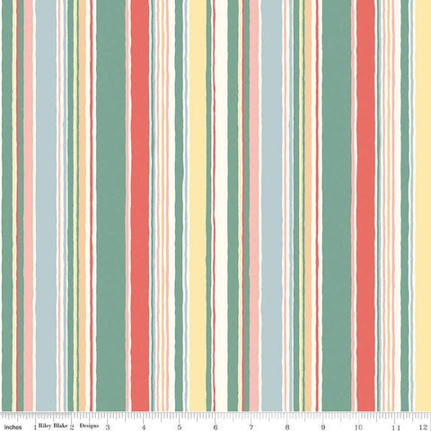 33" End of Bolt Piece - Riviera Collection C Deckchair Stripe C 01666453C - Riley Blake - Stripes - Liberty Fabrics - Quilting Cotton Fabric