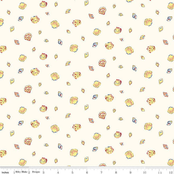 SALE Riviera Collection C Sea Shells C 01666454C - Riley Blake Designs - Beach Seashore Shell -  Liberty Fabrics  - Quilting Cotton Fabric