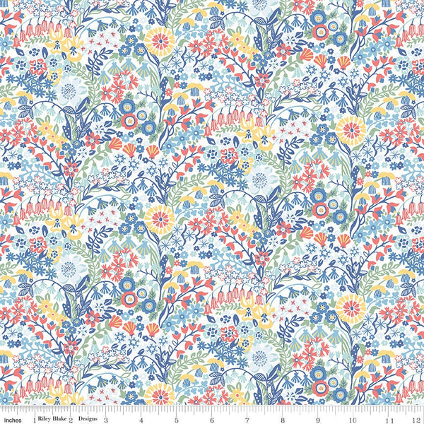 SALE Riviera Collection A Shell Garden A 01666457A - Riley Blake Designs - Floral Flowers - Liberty Fabrics  - Quilting Cotton Fabric