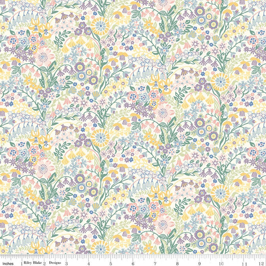 Fat Quarter End of Bolt - SALE Riviera Collection C Shell Garden C 01666457B - Riley Blake - Floral Flowers - Liberty - Quilting Cotton