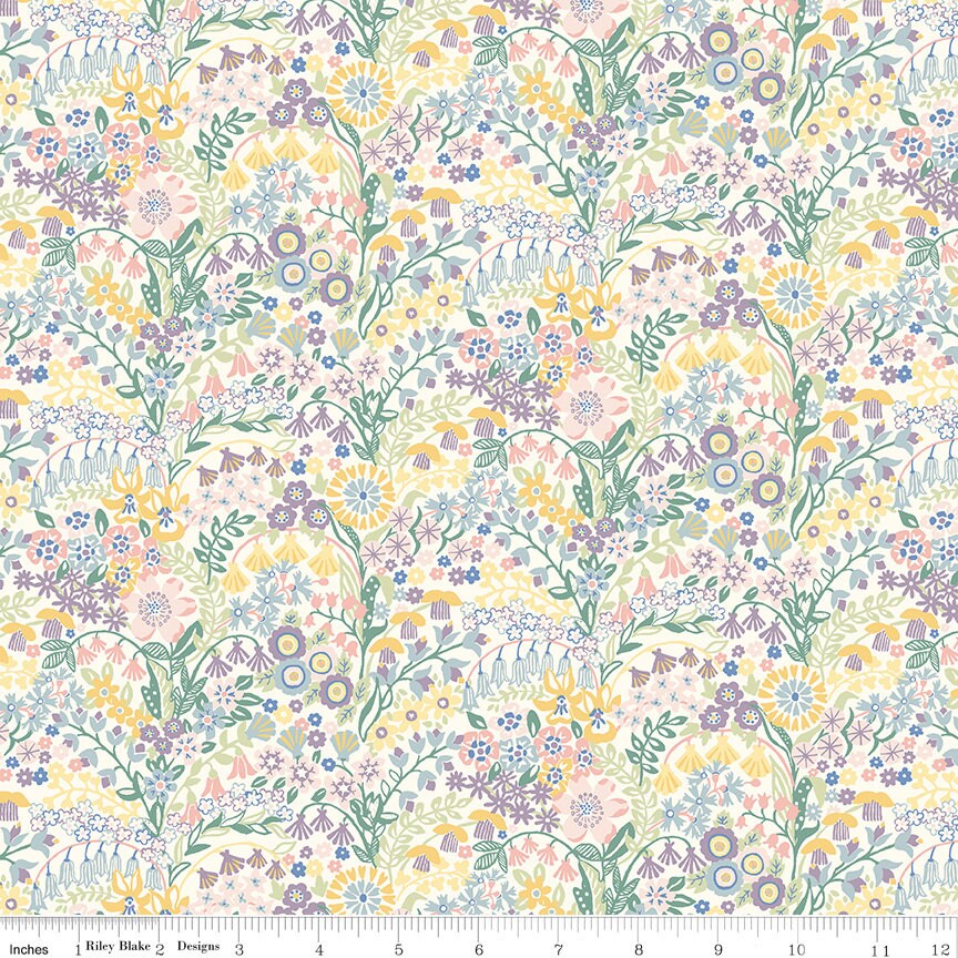 SALE Riviera Collection C Shell Garden C 01666457B - Riley Blake Designs - Floral Flowers - Liberty Fabrics  - Quilting Cotton Fabric