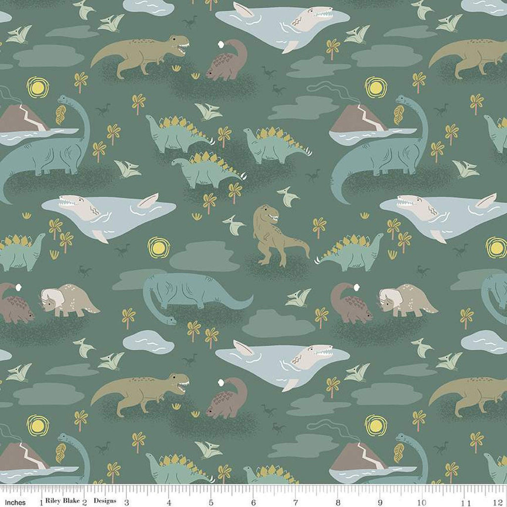 Roar Main C12460 Green by Riley Blake Designs - Children's Dinosaurs Dinos - Quilting Cotton Fabric