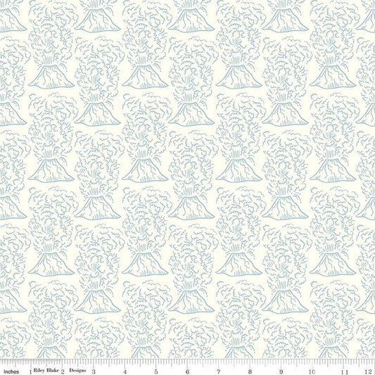 SALE Roar Volcanos C12461 Cream - Riley Blake Designs - Children's Erupting Volcano - Quilting Cotton Fabric