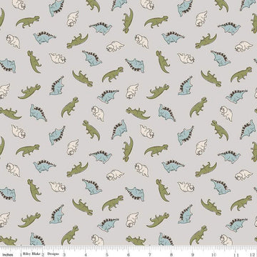 SALE Roar Mini Dinos C12462 Gray by Riley Blake Designs - Children's Dinosaurs Dinosaur - Quilting Cotton Fabric