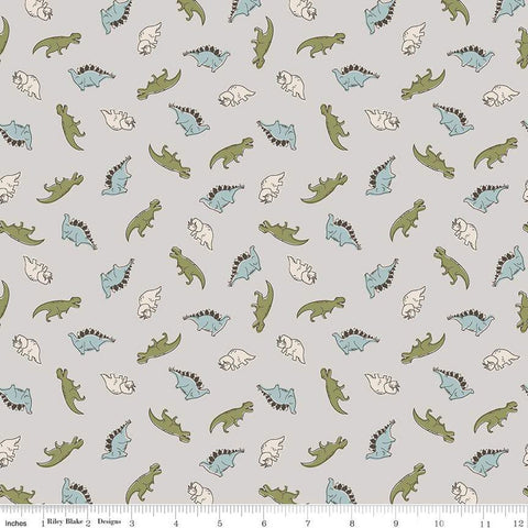 Roar Mini Dinos C12462 Gray by Riley Blake Designs - Children's Dinosaurs Dinosaur - Quilting Cotton Fabric