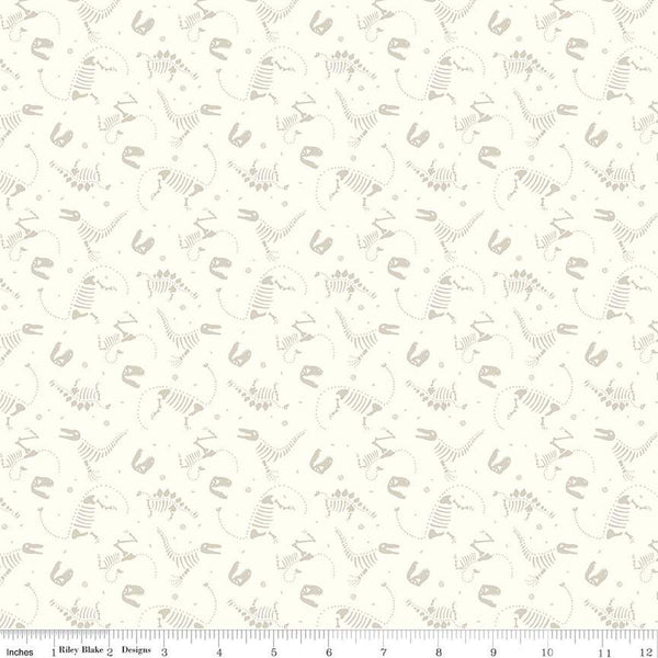 Roar Bones C12463 Cream by Riley Blake Designs - Children's Dinosaurs Dinosaur Skeletons - Quilting Cotton Fabric