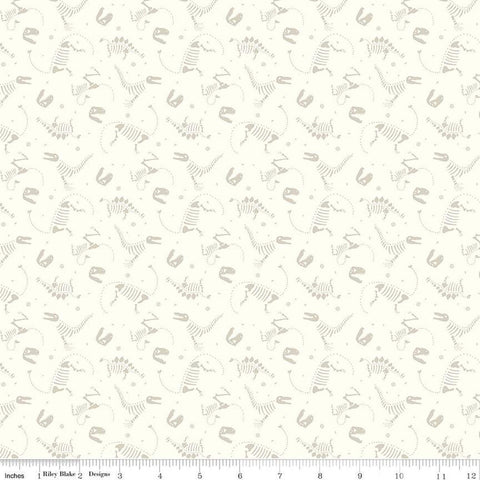 Roar Bones C12463 Cream by Riley Blake Designs - Children's Dinosaurs Dinosaur Skeletons - Quilting Cotton Fabric