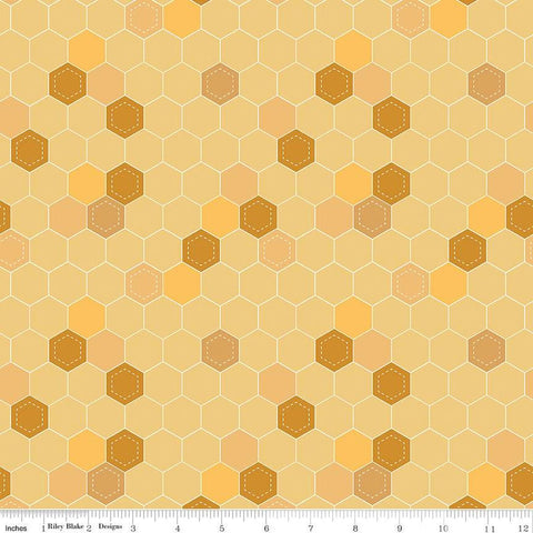 SALE Daisy Fields Honeycomb C12481 Honey by Riley Blake Designs - Geometric Hexagons Hexies - Quilting Cotton Fabric