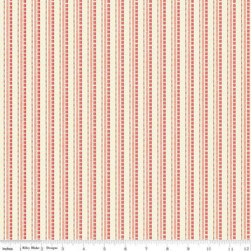 32" End of Bolt - Adel in Winter Stripe C12262 Cream - Riley Blake Designs - Christmas Stripes Striped - Quilting Cotton Fabric