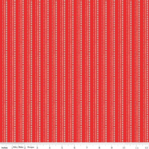 SALE Adel in Winter Stripe C12262 Red - Riley Blake Designs - Christmas Stripes Striped - Quilting Cotton Fabric