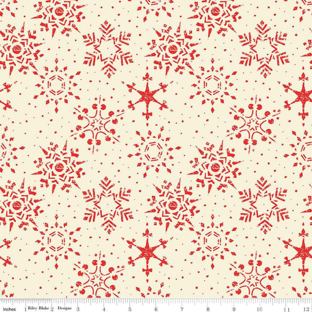 Adel in Winter Snowflakes C12267 Cream - Riley Blake Designs - Christmas Snowflake Dots - Quilting Cotton Fabric