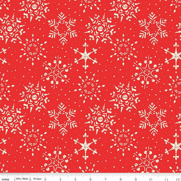 Adel in Winter Snowflakes C12267 Red - Riley Blake Designs - Christmas Snowflake Dots - Quilting Cotton Fabric