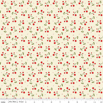 Adel in Winter Tripleberry C12268 Cream - Riley Blake Designs - Christmas Berries Squares - Quilting Cotton Fabric