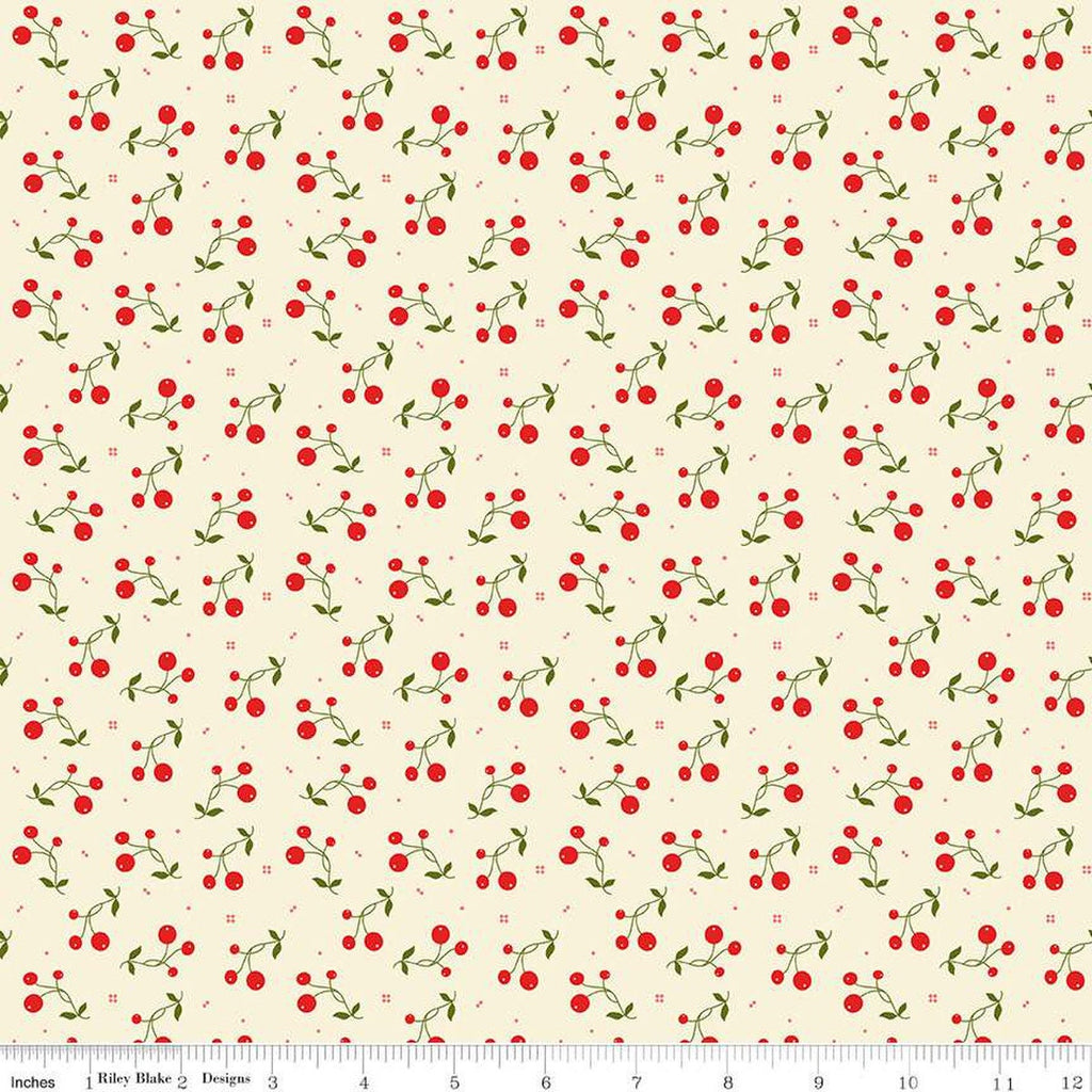 SALE Adel in Winter Tripleberry C12268 Cream - Riley Blake Designs - Christmas Berries Squares - Quilting Cotton Fabric