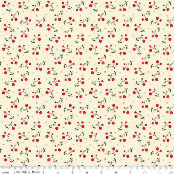 SALE Adel in Winter Tripleberry C12268 Cream - Riley Blake Designs - Christmas Berries Squares - Quilting Cotton Fabric