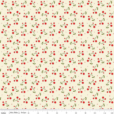 21" End of Bolt - SALE Adel in Winter Tripleberry C12268 Cream - Riley Blake Designs - Christmas Berries Squares - Quilting Cotton Fabric