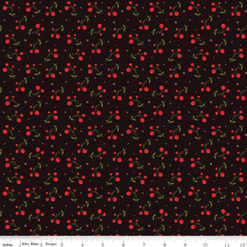 SALE Adel in Winter Tripleberry C12268 Mocha - Riley Blake Designs - Christmas Berries Squares - Quilting Cotton Fabric