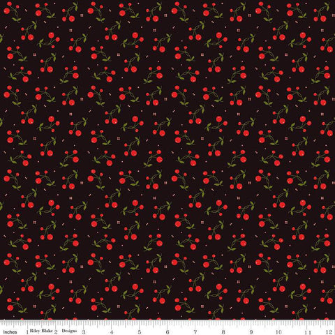 SALE Adel in Winter Tripleberry C12268 Mocha - Riley Blake Designs - Christmas Berries Squares - Quilting Cotton Fabric