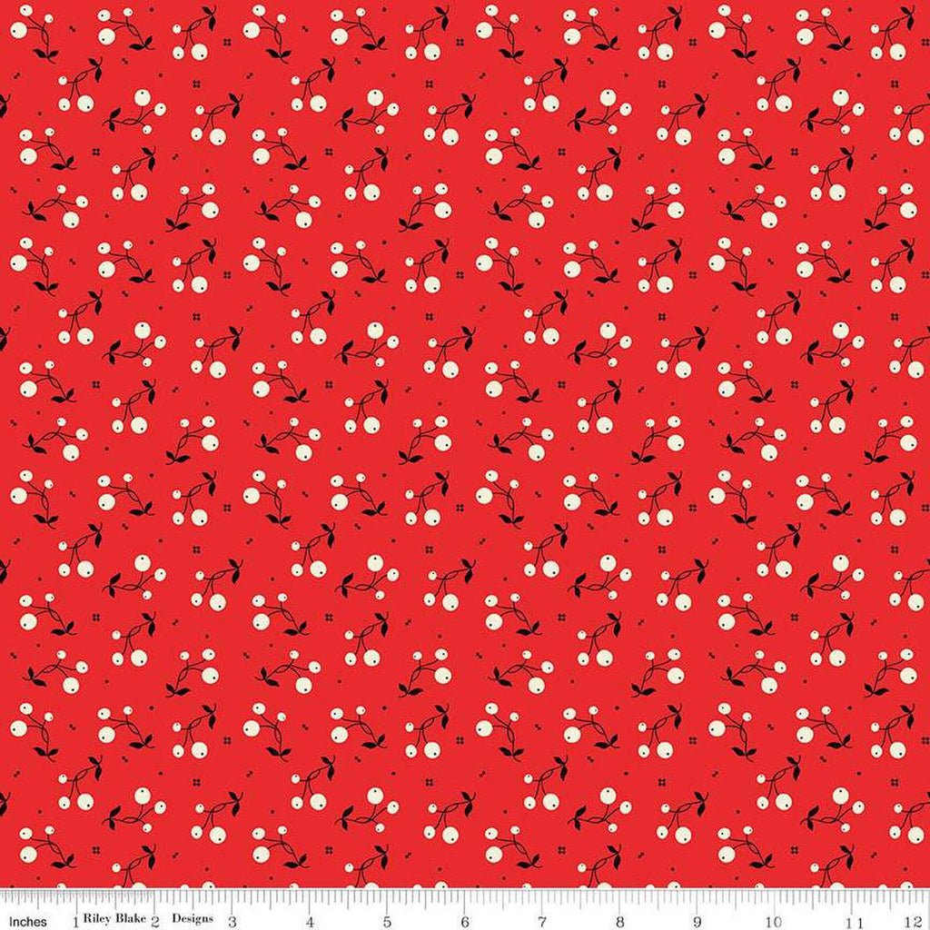SALE Adel in Winter Tripleberry C12268 Red - Riley Blake Designs - Christmas Berries Squares - Quilting Cotton Fabric