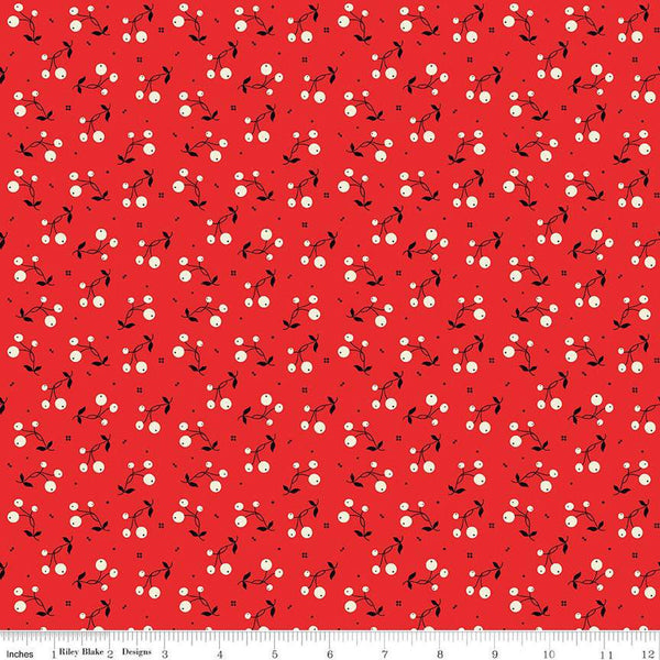 SALE Adel in Winter Tripleberry C12268 Red - Riley Blake Designs - Christmas Berries Squares - Quilting Cotton Fabric