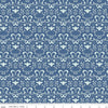 SALE Daisy Fields Damask C12483 Denim - Riley Blake Designs - Flowers Bees Hexagons - Quilting Cotton Fabric