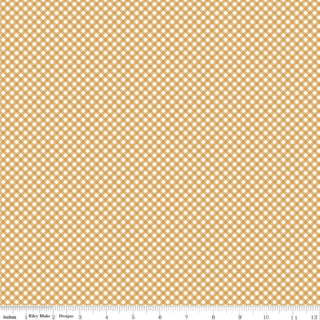 Daisy Fields PRINTED Gingham C12486 Butterscotch by Riley Blake Designs - Diagonal Check - Quilting Cotton Fabric