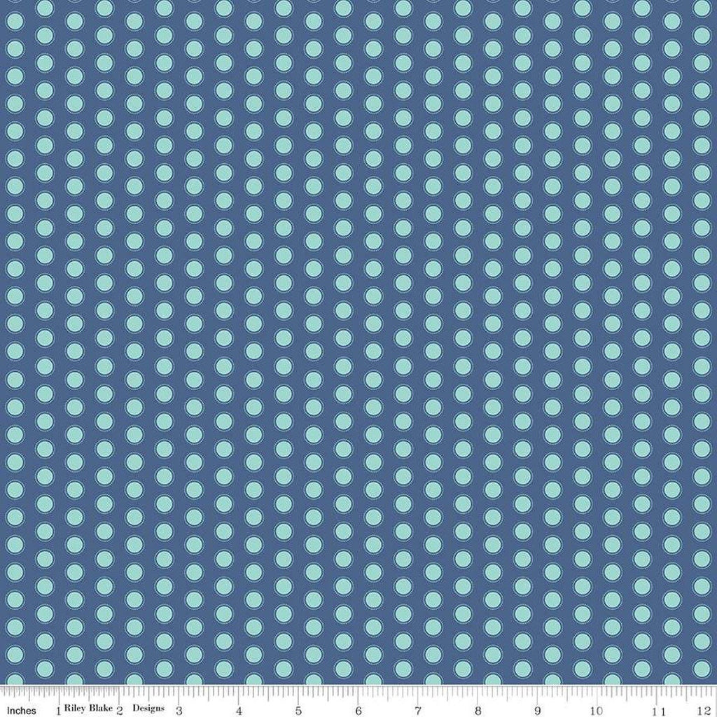 Daisy Fields Dots C12487 Denim by Riley Blake Designs - Polka Dot Dotted - Quilting Cotton Fabric