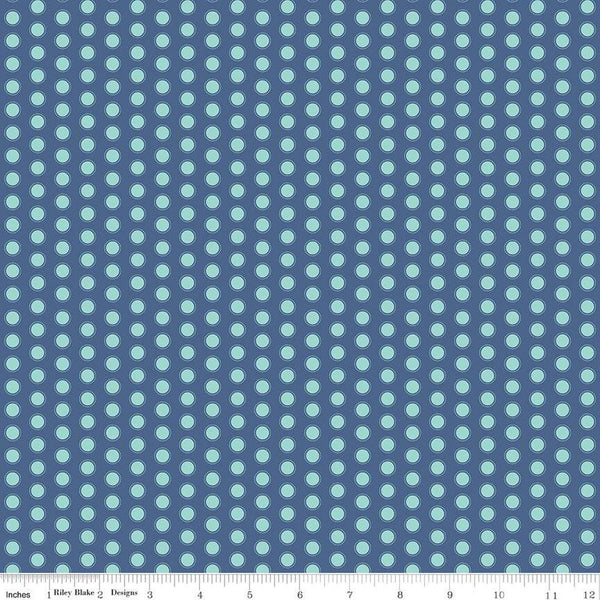 Daisy Fields Dots C12487 Denim by Riley Blake Designs - Polka Dot Dotted - Quilting Cotton Fabric