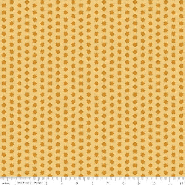 SALE Daisy Fields Dots C12487 Honey by Riley Blake Designs - Polka Dot Dotted - Quilting Cotton Fabric