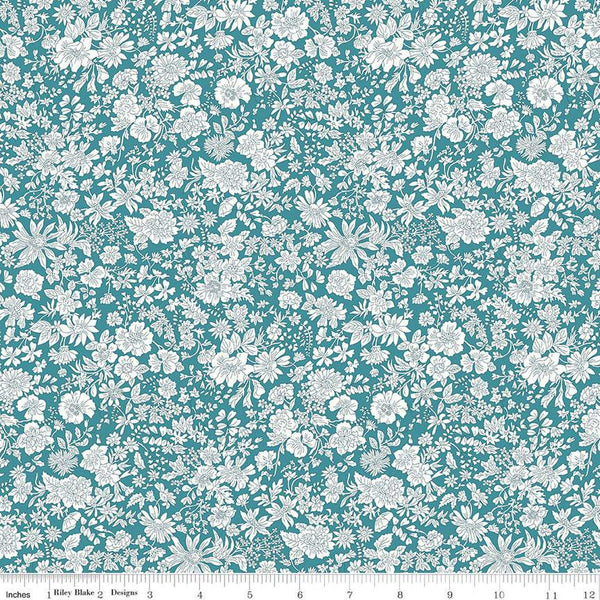 Emily Belle Collection 01666413A Peacock - Riley Blake Designs - Floral Flowers - Liberty Fabrics - Quilting Cotton Fabric