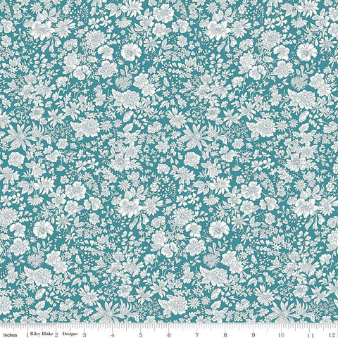 SALE Emily Belle Collection 01666413A Peacock - Riley Blake Designs - Floral Flowers - Liberty Fabrics - Quilting Cotton Fabric