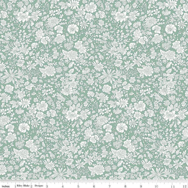 Emily Belle Collection 01666412A Olive Leaf - Riley Blake Designs - Floral Flowers - Liberty Fabrics - Quilting Cotton Fabric