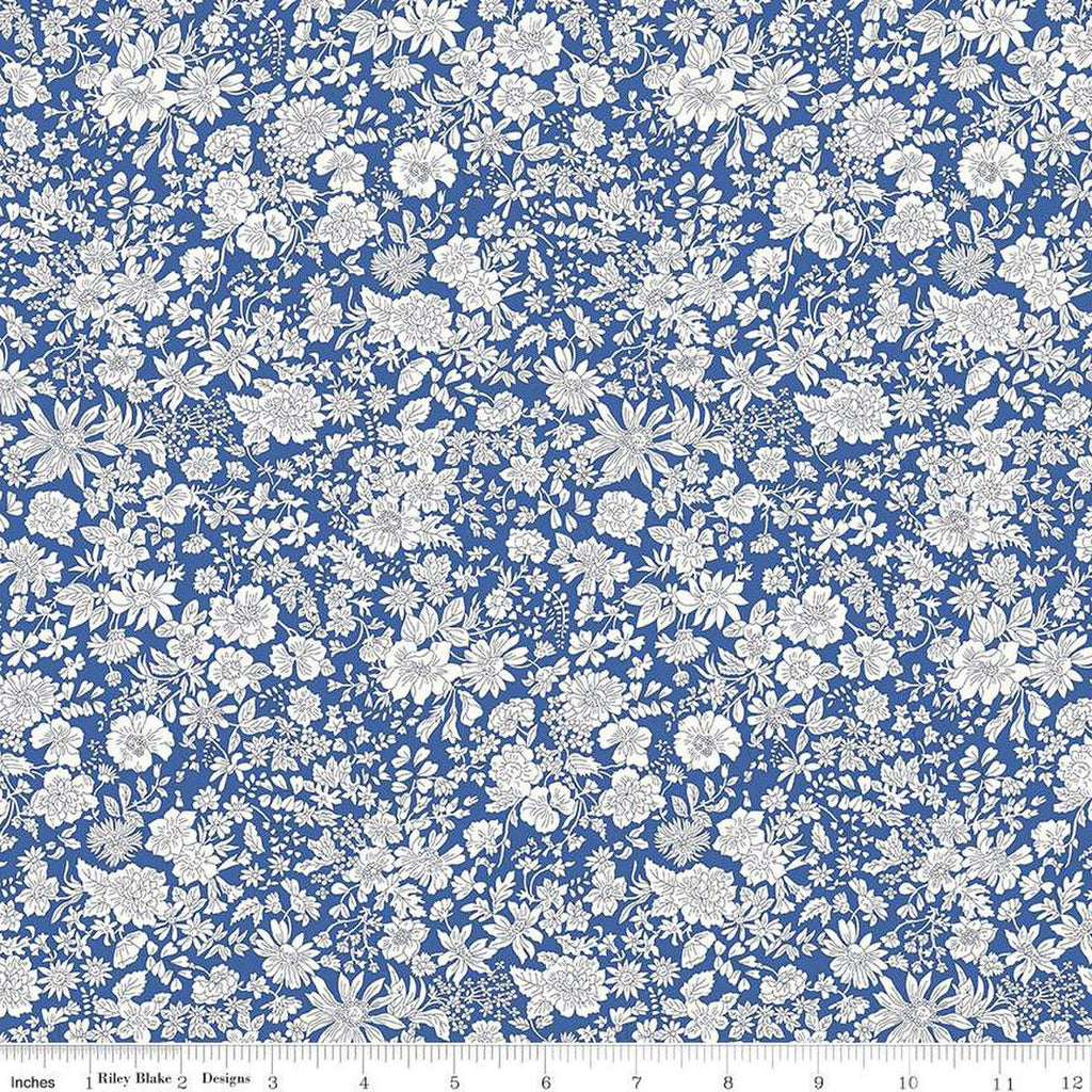 SALE Emily Belle Collection 01666415A Cobalt - Riley Blake Designs - Floral Flowers - Liberty Fabrics - Quilting Cotton Fabric