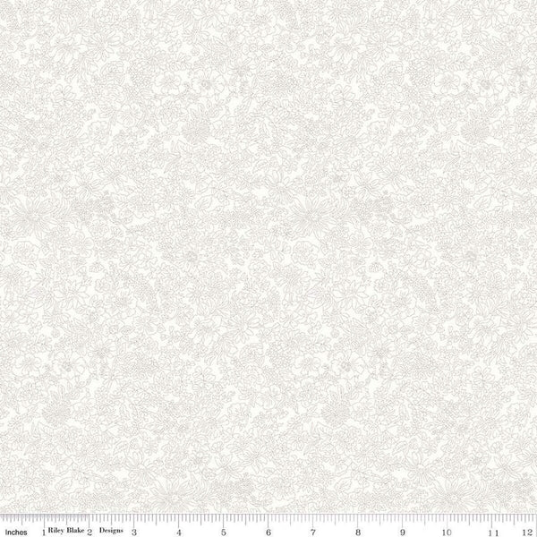 Emily Belle Collection 01666416A Ivory - Riley Blake Designs - Floral Flowers - Liberty Fabrics - Quilting Cotton Fabric