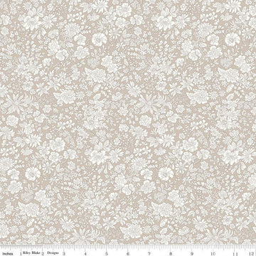 Fat Quarter End of Bolt - SALE Emily Belle Collection 01666419A Oatmeal - Riley Blake - Floral - Liberty Fabrics - Quilting Cotton Fabric