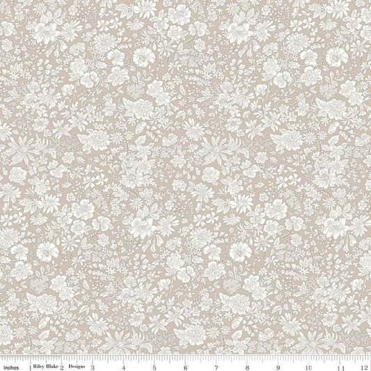 Fat Quarter End of Bolt - SALE Emily Belle Collection 01666419A Oatmeal - Riley Blake - Floral - Liberty Fabrics - Quilting Cotton Fabric