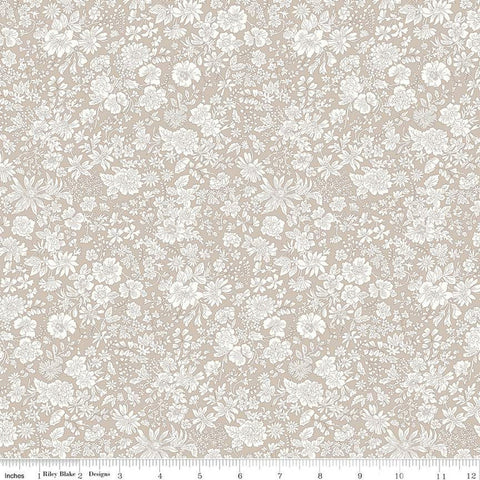 SALE Emily Belle Collection 01666419A Oatmeal - Riley Blake Designs - Floral Flowers - Liberty Fabrics - Quilting Cotton Fabric