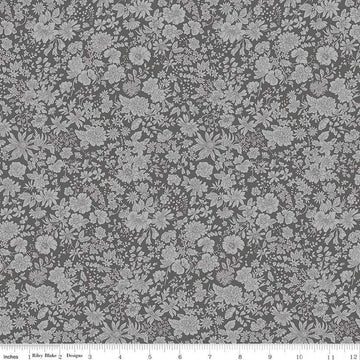 SALE Emily Belle Collection 01666430A Charcoal - Riley Blake Designs - Floral Flowers - Liberty Fabrics - Quilting Cotton Fabric