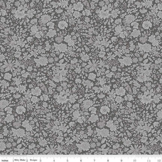 SALE Emily Belle Collection 01666430A Charcoal - Riley Blake Designs - Floral Flowers - Liberty Fabrics - Quilting Cotton Fabric